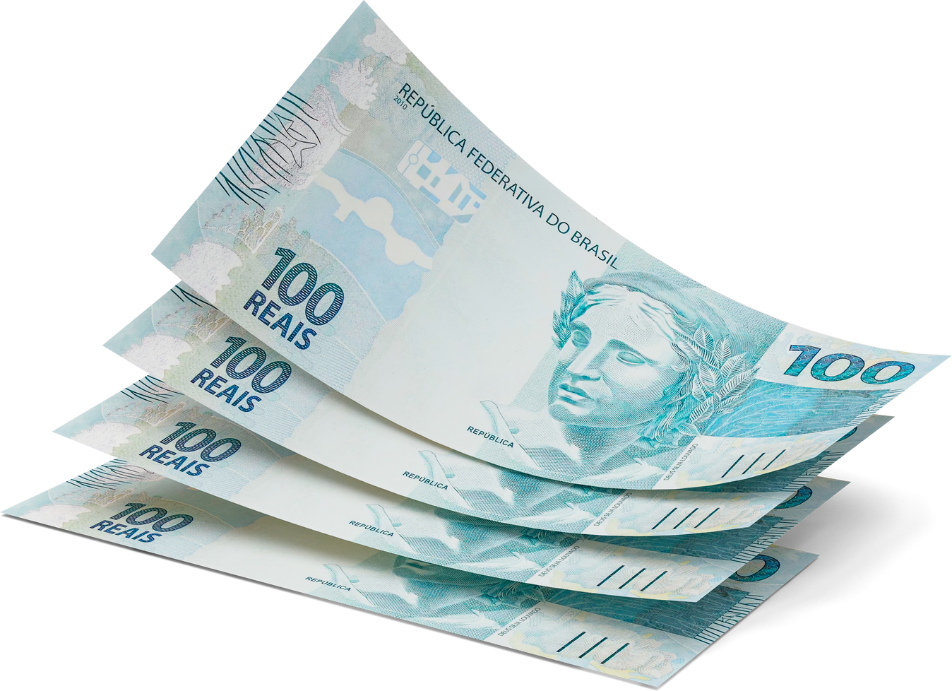 brazilian money with 100 reals banknote in 3d render